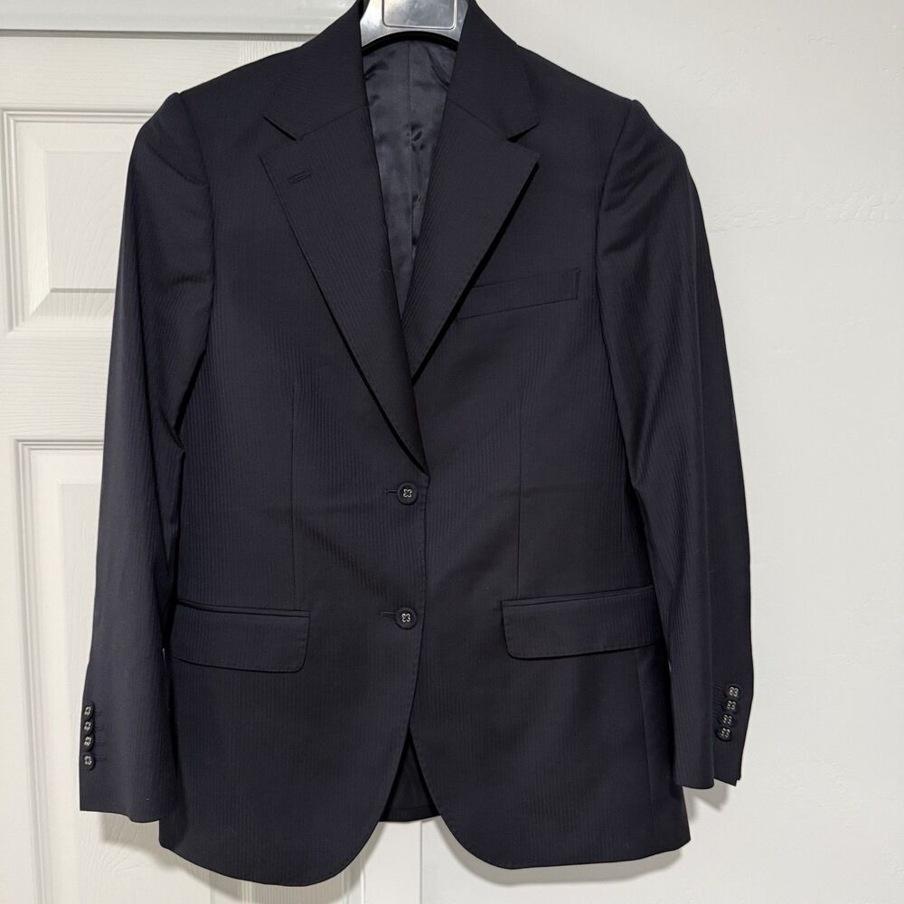 Officine Generale Women’s Giovanni Stripe Wool Blazer Jacket In Dark Navy -38